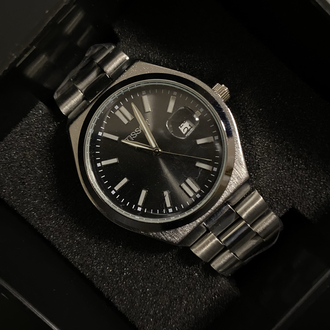 Erkek Kol Saati 40 mm – Siyah Sunray Kadran, Çelik Kordon, Tarih Göstergeli Quartz