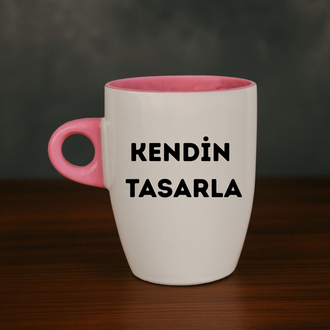 İçi ve Kulpu Pembe Latte Kupa 