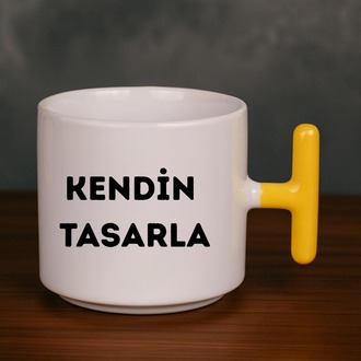 Porselen Sarı T Kulp Kupa