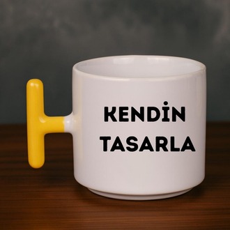 Porselen Sarı T Kulp Kupa