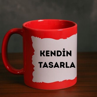 Kırmızı Yamalı Porselen Kupa