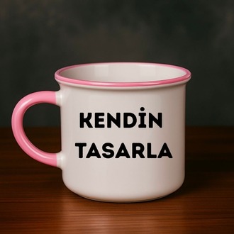 Pembe Porselen Enamel Kupa