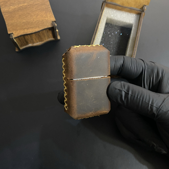 Kişiye Özel Hakiki Deri Çikolata Renk Zippo Çakmak 