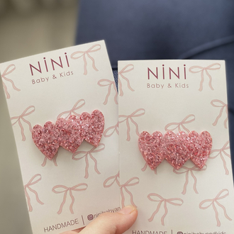Pembe Glitter 3’lü Kalp Toka