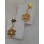 Çelik Desenli İncili Çiçek Gold  Küpe 