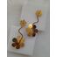 Çelik Desenli İncili Çiçek Gold  Küpe 