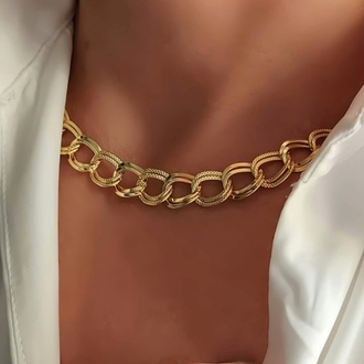 Çelik Halka Geçmeli Samanyolu Gold Kolye 