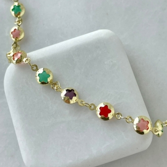 Altın Kaplama Renkli Kristal Yıldız Gold Y Kolye