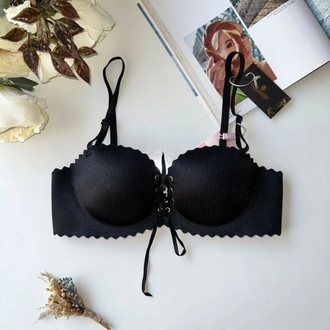 Nurah Lingerie bağcıklı goth siyah sütyen