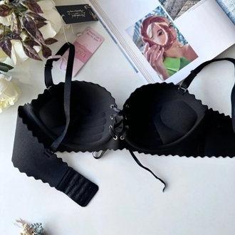 Nurah Lingerie bağcıklı goth siyah sütyen
