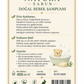 BEBEK ŞAMPUANI SAĞLIKLI GÜVENLİ SAÇ VE DUŞ KEYFİ 400 ml