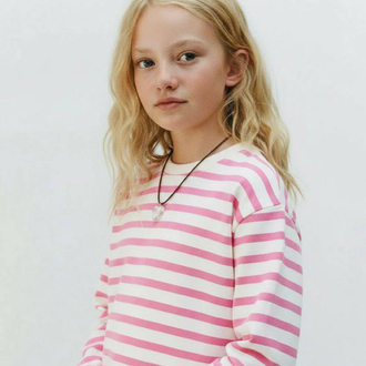 Laciel pembe çizgili sweatshirt