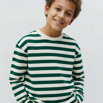 Laciel yeşil beyaz çizgili sweatshirt