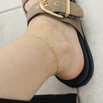 Mavi Taşlı Gold Halhal