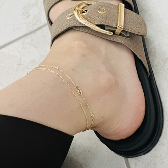 Mavi Taşlı Gold Halhal