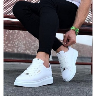 WG01 Beyaz Düz Erkek Casual Ayakkabı