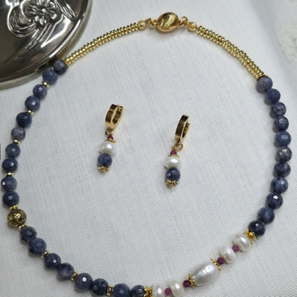 Safir & Yakut & İnci ve küpesi