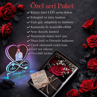 Piksel ledli resimli ayna dekor Özel Seri paket