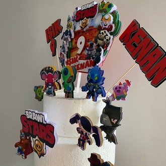 Brawl Stars Kişiye Özel 3D Katmanlı Pasta Süsü Seti - İsim ve Yaş Yazılı Mega Paket