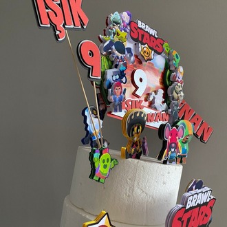 Brawl Stars Kişiye Özel 3D Katmanlı Pasta Süsü Seti - İsim ve Yaş Yazılı Mega Paket