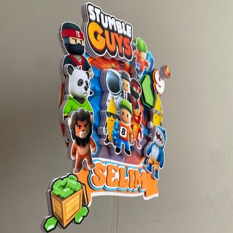 İsme Özel Stumble Guys Pasta Üstü Süsü - Premium 3D Tasarım - Savaşçı Karakterler Seti