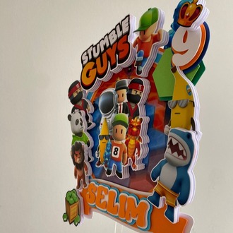 İsme Özel Stumble Guys Pasta Üstü Süsü - Premium 3D Tasarım - Savaşçı Karakterler Seti