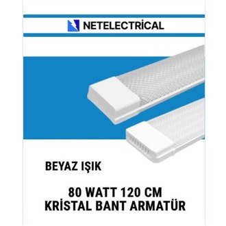 80 Watt 120 cm Kristal Yatay LED Bant Armatür - Trafolu Beyaz Işık