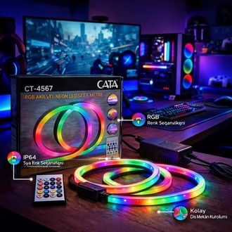 CT-4567 Pixel Neon LED Set 5 Metre RGB Kumandalı Esnek Şerit Işık İç & Dış Mekan