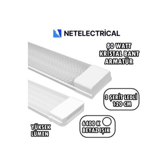 80 Watt 120 cm Kristal Yatay LED Bant Armatür - Trafolu Beyaz Işık