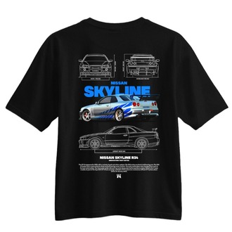 JEXTROWEAR Nissan Skyline R34 Unisex Oversize Tişört