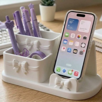 Özel Tasarım Fiyonk Detaylı Masaüstü Organizer ve Telefon Standı