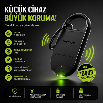 Akıllı Anahtarlık Alarm & Konum Bulucu | Şarjlı Siyah