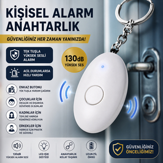 Kişisel Alarm Anahtarlık | 130dB Acil Durum & Enkaz Güvenlik Butonu