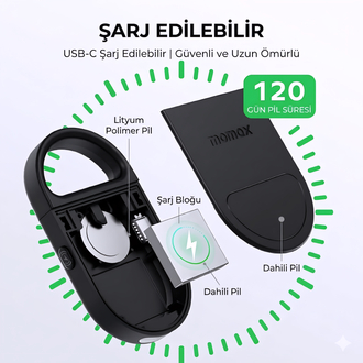 Akıllı Anahtarlık Alarm & Konum Bulucu | Şarjlı Beyaz