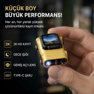 Mini Araç Tasarımlı 2K Parmak Kamera – LCD Ekranlı Anahtarlık Kamera