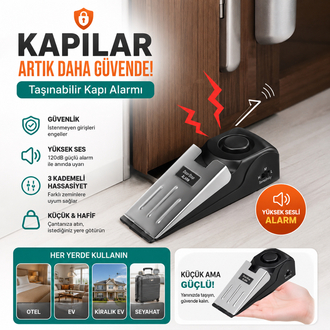 Kapı Stoplu Alarm | Seyahat ve Ev Güvenliği İçin Yüksek Sesli Alarm