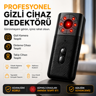  Profesyonel Gizli Kamera Dinleme Cihazı Dedektörü | GPS Takip Bulucu