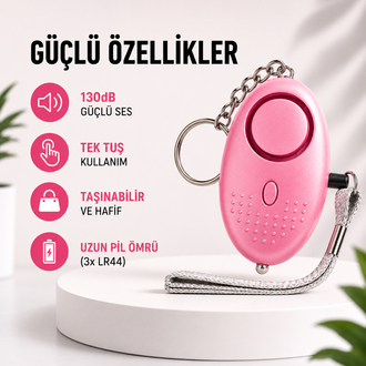 Kadın Güvenlik Alarmı (130dB) | Hediye Anahtarlık