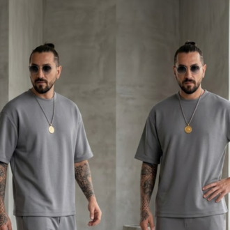 Gri Premium Oversize Baggy Alt-Üst Takım — Unisex Streetwear Set