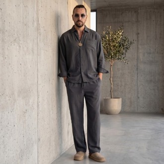 Antrasit Modal Premium Erkek Takım — Rahat Oversize Alt-Üst Set