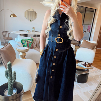Maxi denim elbise