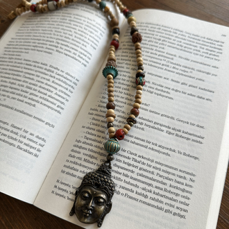 Doğal Taş Detaylı El Yapımı Budha Kolye 