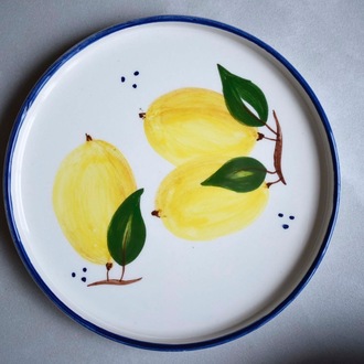 Limon desenli 4 lü tabak ve 1 kase 