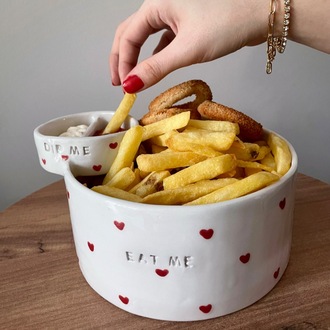El yapımı seramik patates / cips kasesi  