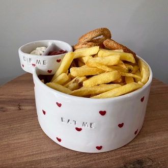 El yapımı seramik patates / cips kasesi  