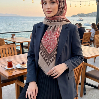 Flamlı keten eşarp