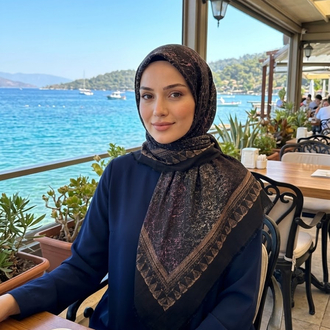 Flamlı keten eşarp