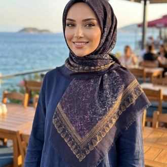 Flamlı keten eşarp