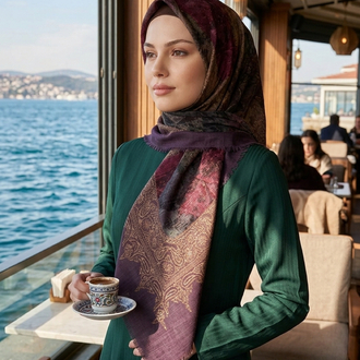 Flamlı keten eşarp
