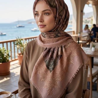 Flamlı keten eşarp